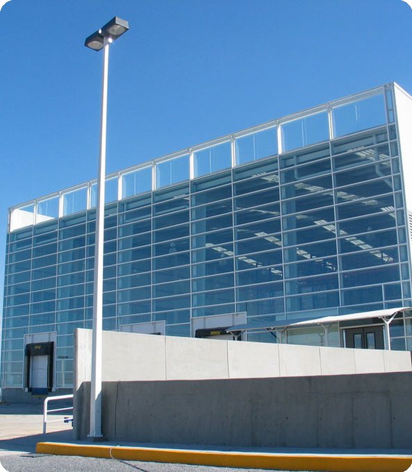 Fachada de vidrio templado, Fábrica Gelatinas D'Gari